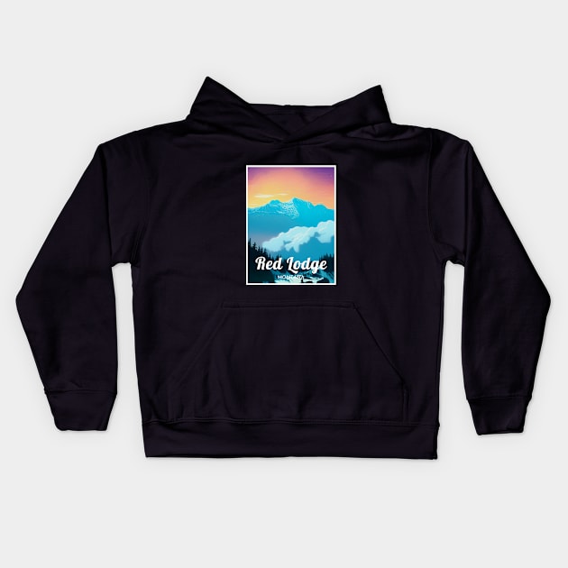 Red Lodge Mountain Montana Ski Kids Hoodie by UbunTo